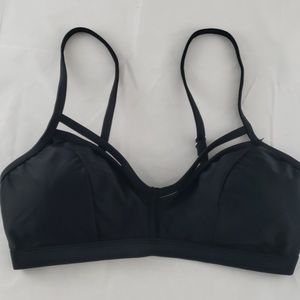 Coastal Blue Black Strappy Bikini Top